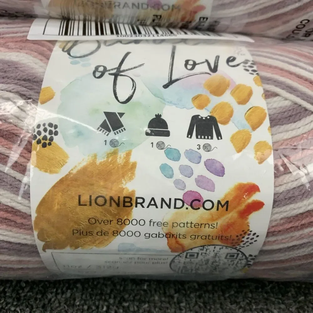 Lot Of 2 Lion Brand Bundle Of Love Yarn-Potpourri Worsted 11oz 688yds Ea - Picture 2 of 5